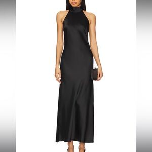 REVOLVE Black Halter Neck Dress